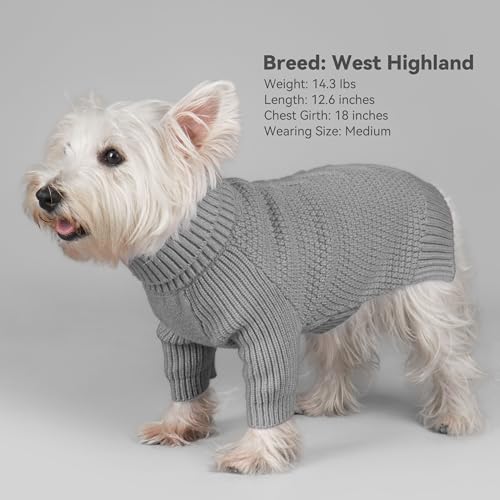cyeollo Dog Sweaters Turtleneck Knitted Sweater with Long Sleeves Winter Pet Clothes Dog Sweaters for Small Dogs, Grey M - color: Grey, size: Medium