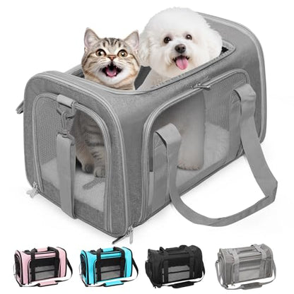Soft-Sided Cat Carrier Expandable Pet Carrier Airline Approved Mesh Travel Carrier Up to 22lbs for Cats Small Dogs Collapsible Escape-Proof with Shoulder Strap Washable (20x13x13 Gray) - color: Gray, size: 13.4"L x 13.4"W x 20.1"H