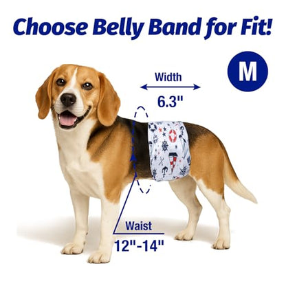 Pet Soft Dog Belly Bands - Washable Dog Diapers Belly Band for Male Dogs, Reusable Male Dogs Wraps 3pack for Doggy Puppy (Sailor, M) - size: Medium (12''-14'')