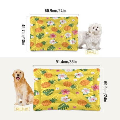Pineapple Pattern Pet Bed Mat for Dogs and Cats, Soft Washable Crate Pad with Non-Slip Bottom, Cozy Bed Cushion for Small Medium Large Pets, 24x36 Inch - size: Medium