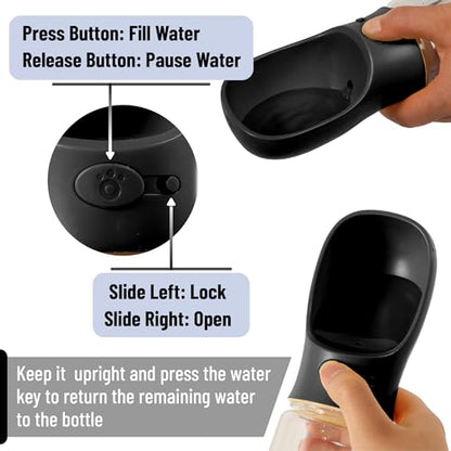 Mr. Pen- Portable Dog Water Bottle, 19 oz, Large | Leak Proof Puppy Water Dispenser with Drinking Feeder for Pets, Outdoor Walking, Hiking, Travel, Not Dishwasher Safe - color: Black