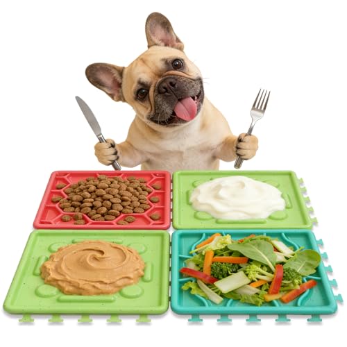 Dog Lick Mat for Training and Boredom Relief, Non-Slip Slow Feeder Puzzle with Suction Cups for All Breed Dogs and Cats, Dishwasher Safe Pet Dish for Dry and Wet Food - color: Red & Green