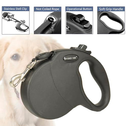 13FT Retractable Dog Leash for Small Dogs up to 22lbs with Chew Proof Steel Wire Extender, Lightweight, Durable & Safe Walking Solution Black S - color: Black, size: Small