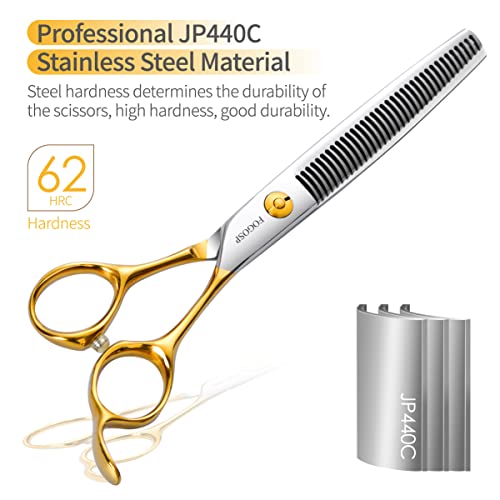 Dog Thinning Shears for Grooming 36 Teeth 6.5" Dog Blending Shears for Grooming Small Medium Dogs Professional Pet Thinners Blenders Scissors for Right Groomer(Blender, Gold) - size: 7 inch, style: Blender