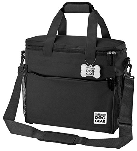 Mobile Dog Gear, Week Away Dog Travel Bag for Medium and Large Dogs, Includes Lined Food Carriers and 2 Collapsible Dog Bowl, Black - color: Black, size: One Size (Pack of 1)