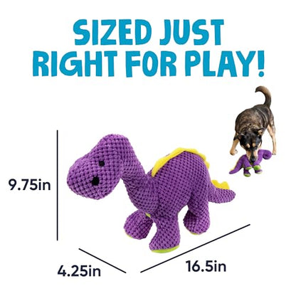 goDog Dinos Bruto Checkers Tough Plush Toy with Chew Guard Technology, Durable Checkered Fabric & Squeaker for Active Play, Purple, Large - color: Dinos Bruto (Purple), size: Large