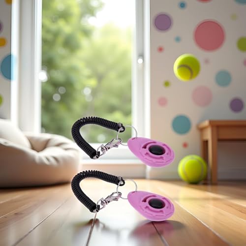 2Pcs Pink Dog Clicker for Training Easy to Use with Button Dog Training Accessories Strong and Long-Lasting, Training and Behavior Aids
