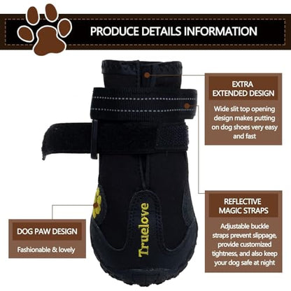 Expawlorer Dog Shoes for Large Dogs, Dog Shoes for Hot Pavement, Hiking Walking, Anti-Slip Rugged Sole,Waterproof Dog Booties for Outdoor Rain Days, All Weather Dog Boots & Paw Protectors (Black) - size: Size 5: 2.80"x2.44" (L*W) (Pack of 4)
