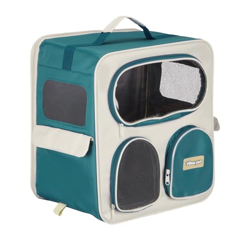 Pet Backpack Carrier, Portable and Ventilated, Nylon Dogs Cats and Small Animals Travel Bag 14.96", (Sea Blue, 1 Pcs), Intended for Hiking/Camping/Traveling - color: Sea Blue