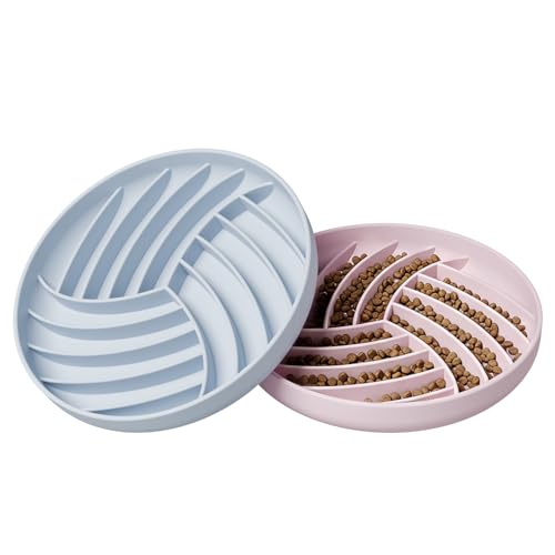 Silicone Slow Feeder Bowls for Dogs and Cats - Wet Food, Suction Cups, Interactive, Reduces Boredom, Anxiety, Anti-Choking, Non-Slip Design (Pink & Blue) - color: Pink & Blue