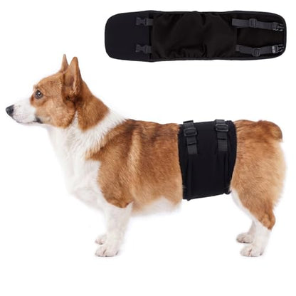 DENTRUN Male Dog Wrap - Machine Washable Post-Surgery Recovery & Heat Cycle Diaper, Prevents Licking, Mounting, Adjustable Belly Band, Marking Prevention Band, Leak-Proof Edges, Fast Drying - color: Black, size: XL