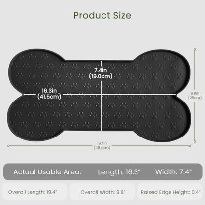 PWTAA Dog Food Mat Anti-Slip Silicone Dog Bowl Mat Thicker Pet Placemat Waterproof Cat Feeder Pad with Raised Edge Puppy Kitten Feeding Mats Suitable Small Medium-Sized Dogs Cats Eating Tray - 2PCS - color: Black, size: 19.4" x 9.8"-2PCS