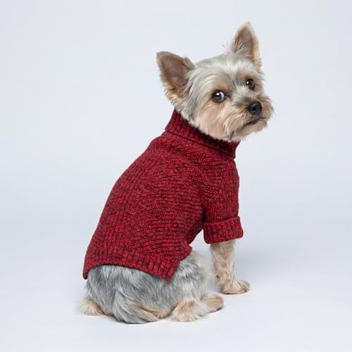 Fitwarm Knitted Turtleneck Dog Sweater, Thermal Dog Winter Clothes for Small Dogs Boy Girl, Holiday Pet Outfit, Heather Dark Red, Small - color: Burgundy Red, size: Small