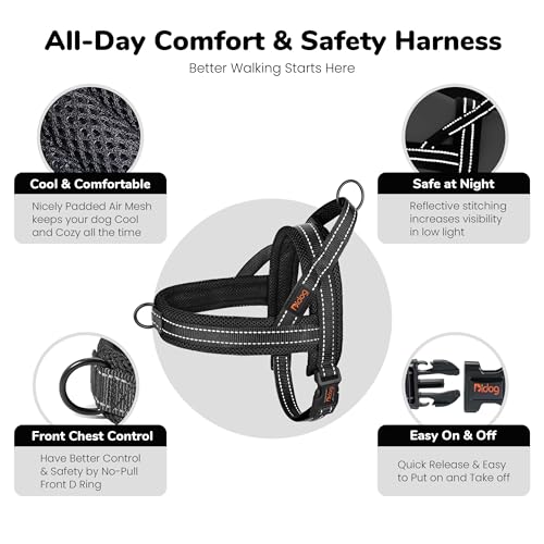 Didog No Pull Dog Harness with Soft Mesh Padded,Reflective & Quick Fit Light Weight Dog Strap Vest Harness,Easy for Walking Training (S:Chest 18-22", Mesh-Black) - color: Black, size: S: Chest 18-22", Fit 19-29 lbs