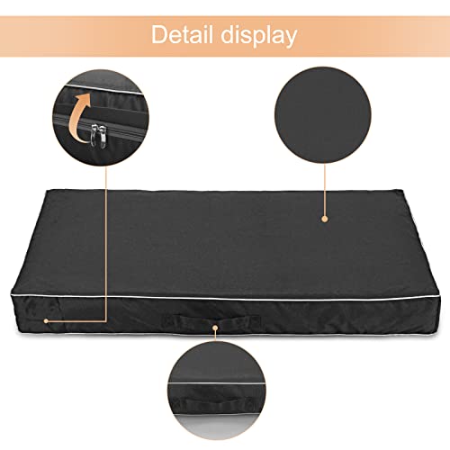 Chinchilla Waterproof Heavy Dog Bed Cover Washable, with Zipper Opening Fillable Universal Dog Bed Replacement Cover.Cover Only (XXX-Large, Black) - color: Black, size: XXX-Large(47" L × 29" W × 4" H)