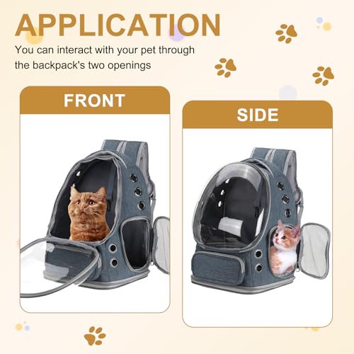 Pet Backpack Carrier, Portable and Ventilated, Oxford Cloth, Dog Cat Travel Bag with Transparent Cover 13.39", (Blue, 1 Pcs), Intended for Hiking/Camping/Traveling - color: Blue