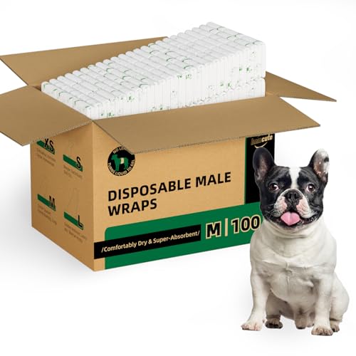IMMCUTE Disposable Male Dog Diapers 100 Ct, Male Dog Wraps with Wetness Indicator, Adjustable Puppy Diapers Male for Medium Dogs - size: Medium (100 Ct)