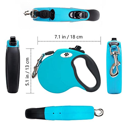 16ft Retractable Dog Leash for Large Breed Dogs up to 110 lbs with a Detachable Chew Proof Extender Wire Ropes (Blue L) - color: Blue, size: Large