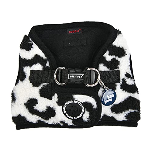 Puppia Serval Vest Dog Harness Step-in Warm Winter Leopard Pattern for Small and Medium Dog, Black, Large - color: BLACK, size: Large