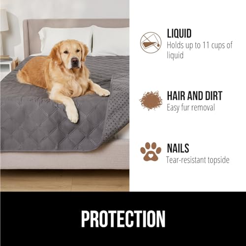 GORILLA GRIP Incontinence Pads and Pet Blanket, Reusable Puppy Pads in 22x16 Inch Waterproof in Paw Gray, Throw Blankets in 30x70 Inch Washable in Charcoal, 2 Item Bundle