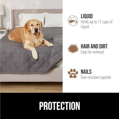 GORILLA GRIP Incontinence Pads and Pet Blanket, Reusable Puppy Pads in 22x16 Inch Waterproof in Paw Gray, Throw Blankets in 30x70 Inch Washable in Charcoal, 2 Item Bundle