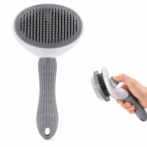 Pet Grooming Deshedding Brush, Self-Cleaning Massaging Brush for Dogs and Cats, Short and Long Hair (Rray) - color: Rray