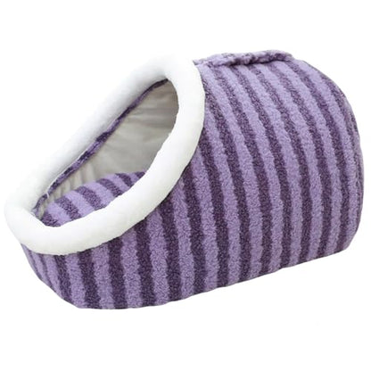 Warm Nest Dog Bed, Soft Cozy Pet Cave with Removable Cushion, Non-Slip Washable Soft Slipper Cave for Small and Medium Pets (Purple, Small) - color: Purple, size: Small