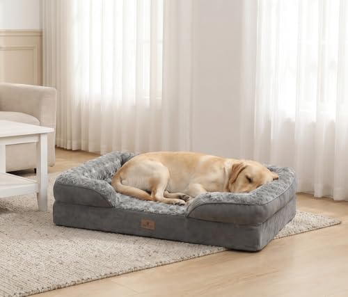 XXL Orthopedic Dog Beds Large Sized Dog - Washable Large Dog Cat Bed Waterproof, Comfort Dogs Couch Sofa with Washable Removable Cover, Pet Bed with Nonskid Bottom, 53'', Dark Grey - color: Dark Grey, size: 2X-Large | 53 inch