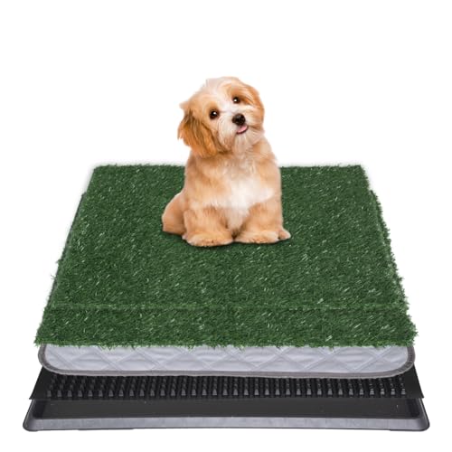 Reusable Training Pad Potty with 2-Pack Replaceable Artificial Grass Quick Absorbent Indoor Portable Dog Patio Potty Washable Pee Pad for Small Medium to Large Dog