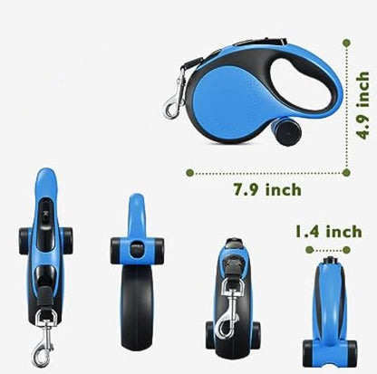 OUTnWILD Retractable Dog Leash - Retractable Dog Leash 16ft for Breeds Up to 66lbs. 360° Tangle Free Design with One Touch Quick-Lock Braking System&Anti-Slip Handle (Blue) - color: Blue