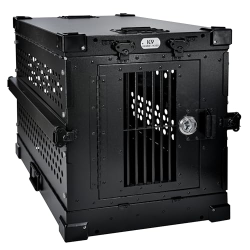 K9 Kennel Boss Aluminum Collapsible Dog Crate, Heavy Duty Folding Kennel - Small (Black) - color: Black, size: 30.6"L x 22.8"W x 25.7"H