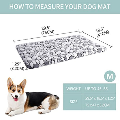 VANKEAN Dog Crate Pad Bed Mat Reversible (Warm& Cool), Soft Pet Sleeping Mat Dog Bed for Crate Suitable for Small to XX-Large Dogs and Cats, Machine Washable Crate Beds, Grey Stone Pattern - size: Medium