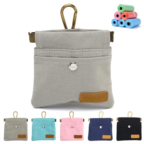Dog Treat Pouch, Hand Free Dog Training Treat Bag with Carabiner & Magnetic Buckle, Auto Closing Dog Walking Bag for Puppy Travel or Outdoor Use, Pet Feed Snack Reward Pocket, Grey - color: Grey