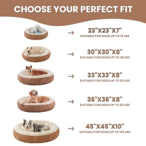 30 inches Donut Dog Bed for Medium Dogs,Calming Round Pet Bed with Removable Cover,Washable Milk Plush Faux Fur, Fits Pets up to 30 lbs(Mocha,Medium) - color: Mocha, size: 30.0"L x 30.0"W x 8.0"Th