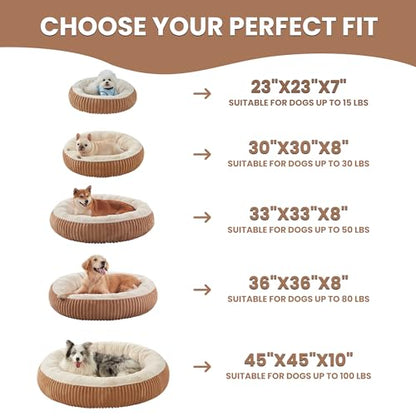 45 inches Donut Dog Bed for Extra Large Dogs,Calming Round Jumbo Pet Bed with Removable Cover, Washable Milk Plush Faux Fur, Fits Pets up to 100 lbs(Mocha,XL) - color: Mocha, size: 45.0"L x45.0"W x10"Th