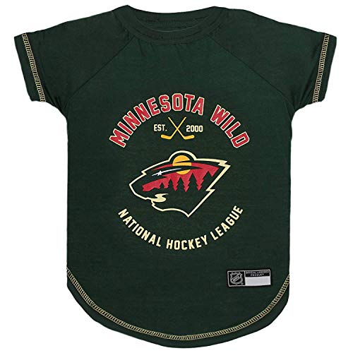 NHL Minnesota Wild Tee Shirt for Dogs & Cats, X-Small. - Are You A Hockey Fan? Let Your Pet Be An NHL Fan Too! - color: Minnesota Wild, size: X-Small