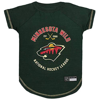 NHL Minnesota Wild Tee Shirt for Dogs & Cats, X-Small. - Are You A Hockey Fan? Let Your Pet Be An NHL Fan Too! - color: Minnesota Wild, size: X-Small
