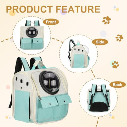 Pet Backpack Carrier, Portable and Ventilated, Oxford Cloth, Dogs Cats and Small Animals Travel Bag 12.99", (Blue, 1 Pcs), Intended for Hiking/Camping/Traveling - color: Blue