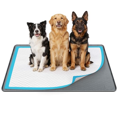 57" x40" Pee Pad Holder for Dogs Puppy Pad Holder Extra Large Silicone Pee Tray for Dog Training Floor Protection Raised Edge Dog Potty Tray, No Pee Pads(Dark Gray) - color: 57" X40"dark Gray