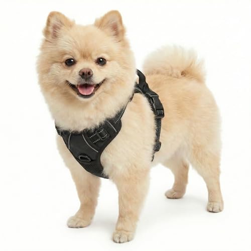 Funfox No Pull Dog Harness, Adjustable Pet Vest with Control Handle & Front Clip, Reflective Design for Small Medium Large XL Dogs, Black S - color: Black, size: S