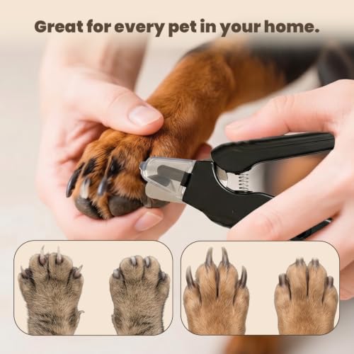 2-in-1 Dog & Cat Nail Clippers with Light, USB Rechargeable Pet Nail Trimmer, Safety Guard to Prevent Overcutting, Sharp Blade for Thick Nails, Quiet Grooming Tool for Large Small Pets - color: black