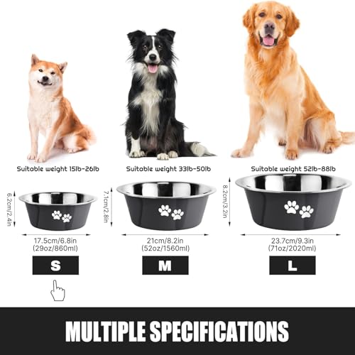 Stainless Steel Dog Bowls, Nonslip Rubber Bottom No Spill Proof Skid Metal Insulated Dog Bowls for Large Medium Small Breed Dogs (Grey, 3.6 Cups/29 OZ) - color: Grey, size: 3.6 Cups/29 OZ