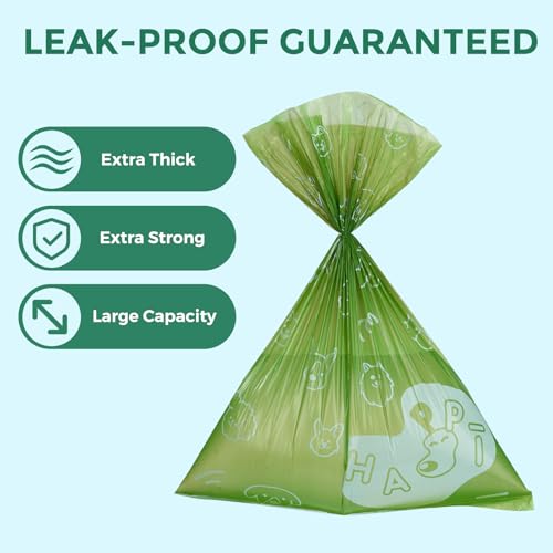 Dyforce Dog Poop Bags Rolls with Dispenser, 600 Count Value Pack Extra Thick Strong Leak Proof Poop Bags for Dogs Doggy with Holder, Scented Pet Waste Cat Litter Bags 9x13" Bulk, Green - color: Green