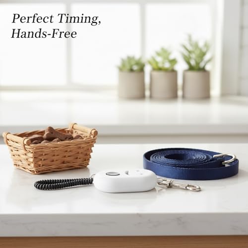 Dog Training Clicker with Wrist Strap - Ergonomic Mechanical Sound Signal for Obedience & Trick Training, Durable PP Plastic (1 Pack) - color: White
