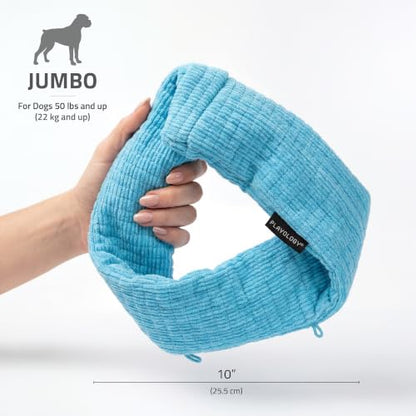 Playology Dog Toys | Plush Toy Crinkle Ring for Large Dogs | Peanut Butter Scented Jumbo Plush Chew Toy - size: Jumbo Ring, style: Peanut Butter