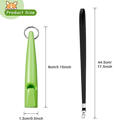Weewooday 5 Pcs Dog Whistle Training to Stop Barking Plastic Dog Recall Training Whistle with Adjustable Lanyards and Key Rings(Black, Orange, Blue, Purple, Green)
