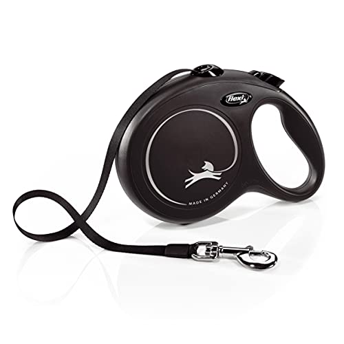 FLEXI New Classic Tape Retractable Dog Leash for Large Dogs Upto 110 lbs. – 26 ft., Black | Tangle Free Pet Walking Leash with One-Handed Brake, Pause, Lock|German Quality Product - color: Multi, size: L (Pack of 1)