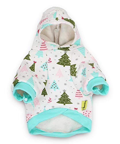Pet Dog Fleece Hoodie Christmas Tree Puppy Shirts for Small Dogs, XS - color: Xmas Tree, size: X-Small (Under 3.3lb)