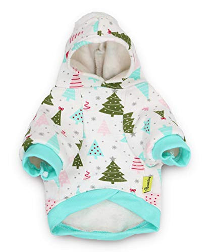 Pet Dog Fleece Hoodie Christmas Tree Puppy Shirts for Small Dogs, Large - color: Xmas Tree, size: Large (8.8-13.2lb)