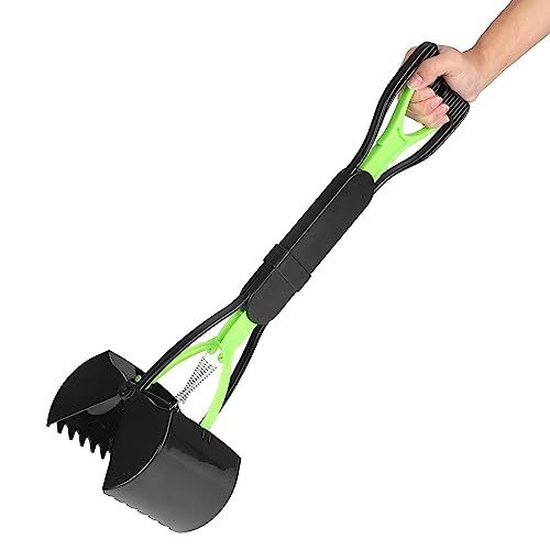 Pet Pooper Scooper, 23.7 Heavy Duty Dog Pooper Scooper, Long Handle Poop Picker Upper, Portable Pet Waste Grabber for Yard, Grass, Dirt, Double Spring, Dog Supplies (Green+Black)